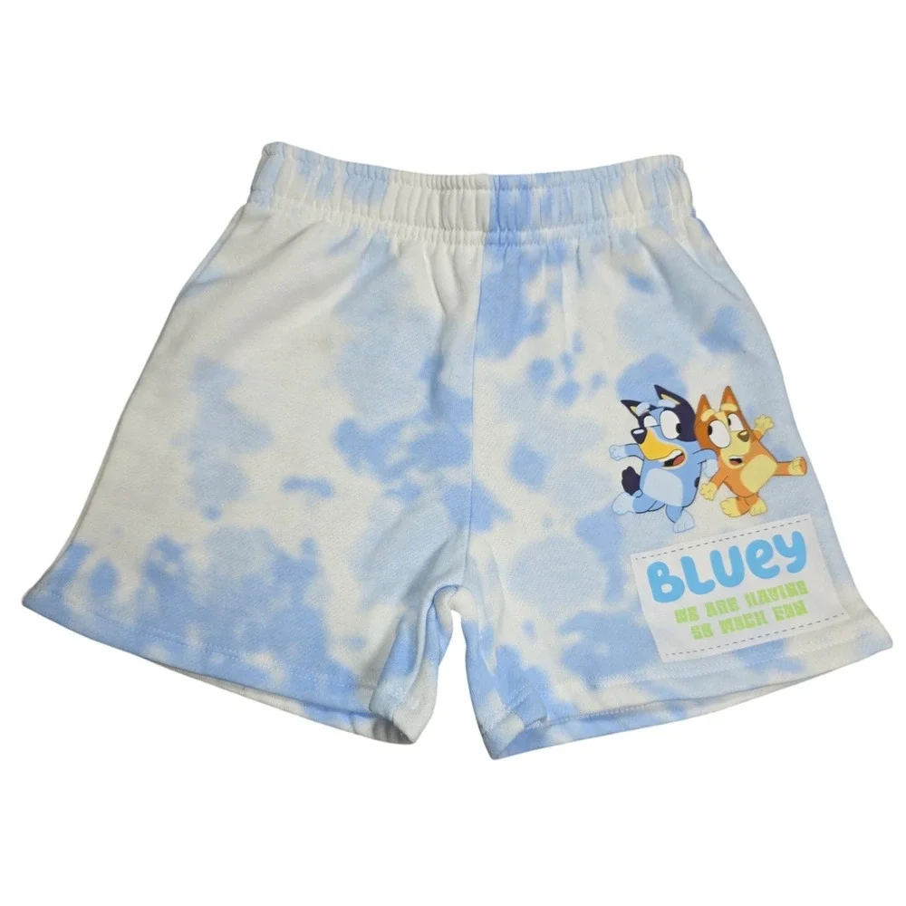 Bluey Bingo Kids Tie Dye Sweatshirt and Shorts 2 Piece Set Blue White Graphic 4T